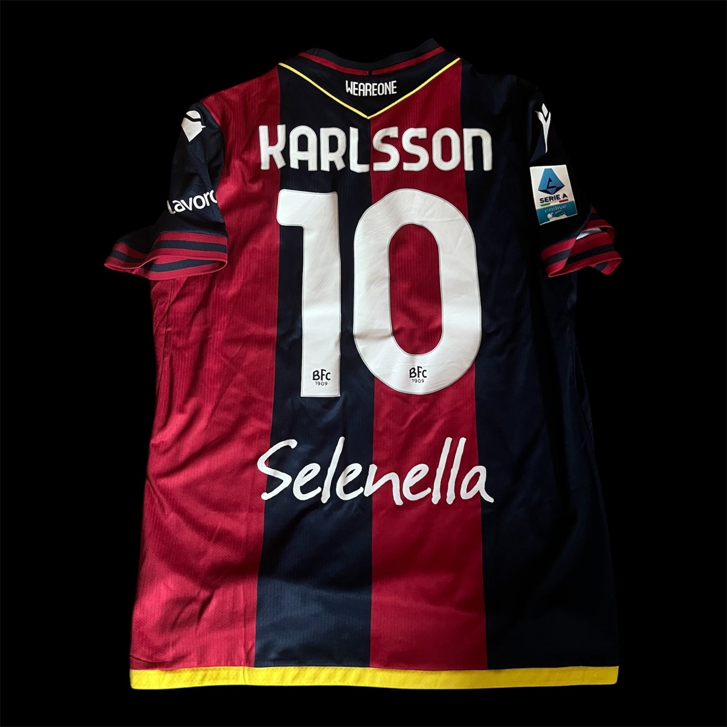 Bologna 2024/2025 Home Football Shirt Large - Fits Medium - Jesper Karlsson - Match Worn Vs Parma Calcio