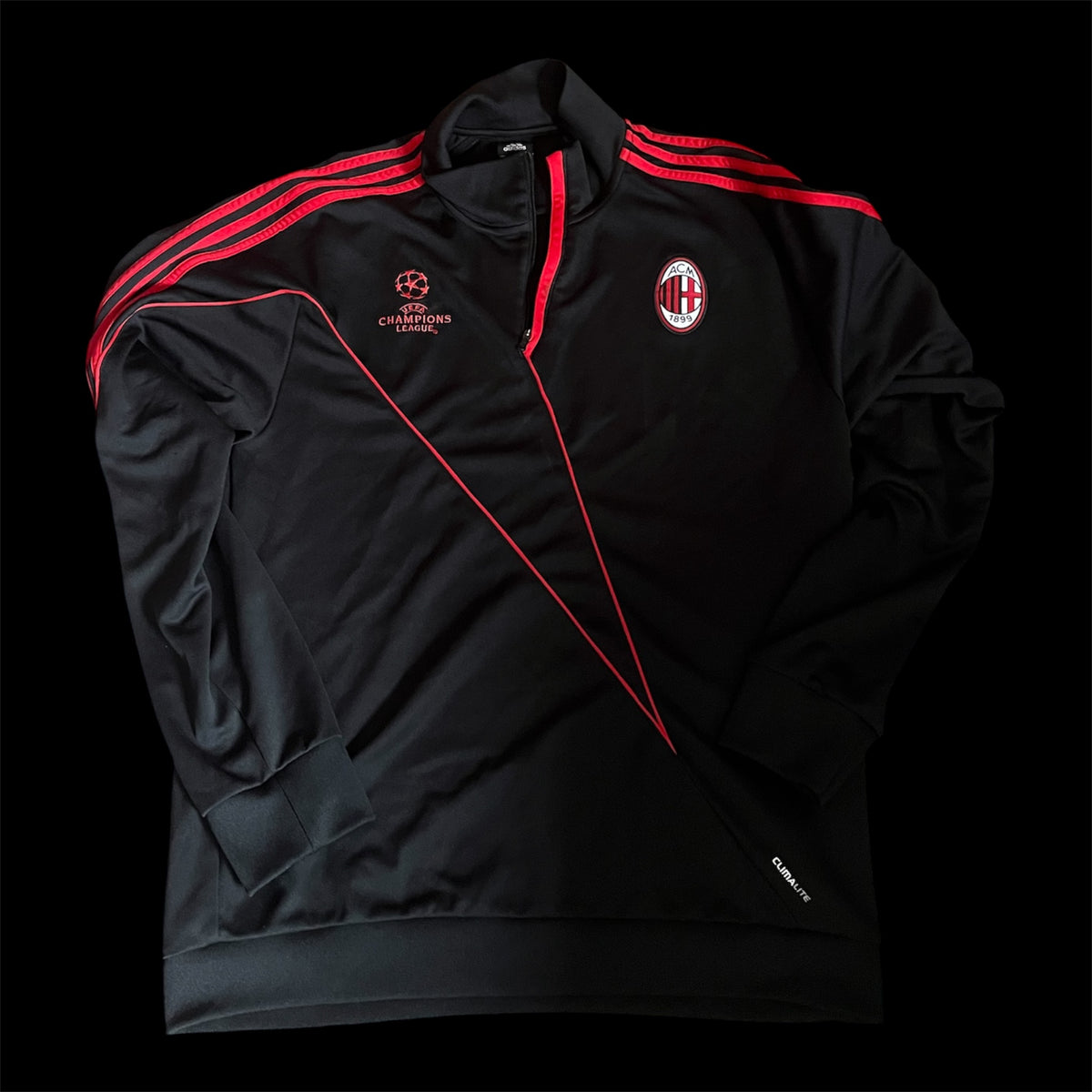 AC Milan 2009/2010 1/4 Zip Training Shirt Extra Large - UEFA Champions League Player Issue