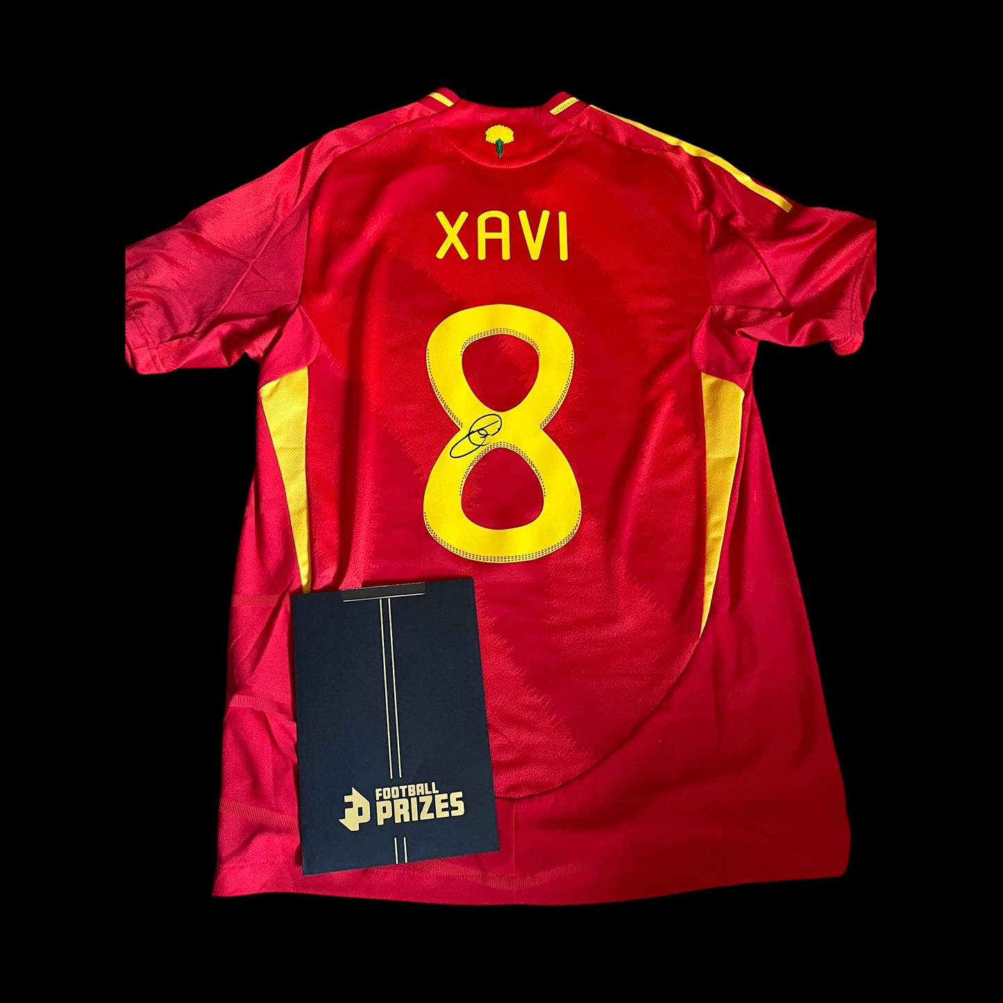 Spain Home Football Shirt Medium Xavi - Signed With COA